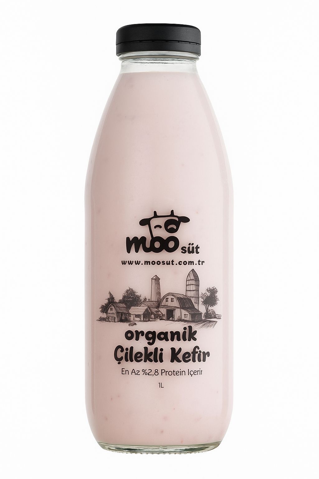 Organik Çilekli Kefir (1 L)